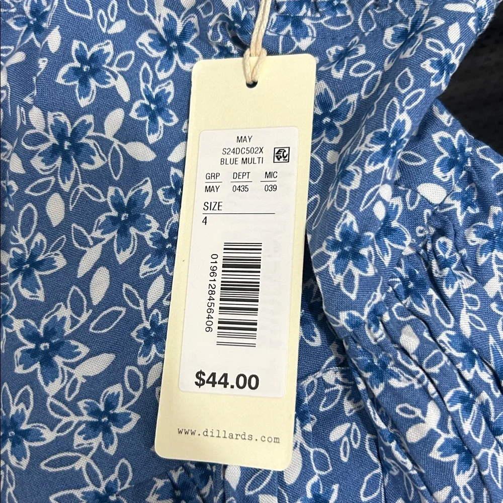 Girls size 4 casual prairie flower print dress tank sleeves new nwt